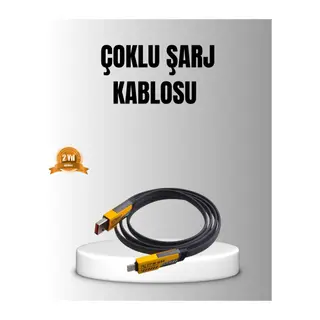 65W 4’ü 1 Arada Örgülü Hızlı Şarj Kablosu USB-C USB-A Çoklu Şarj Dayanıklı