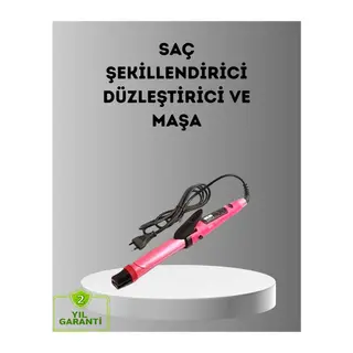 2’si 1 Arada Saç Düzleştirici ve Maşa – 5 Isı Seviyesi, Seramik Kaplama, Döner Kablolu Ergonomik Tasarım