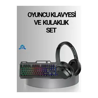 Işıklı Klavye Mouse ve Bluetooth Kulaklık Seti Türkçe Q USB