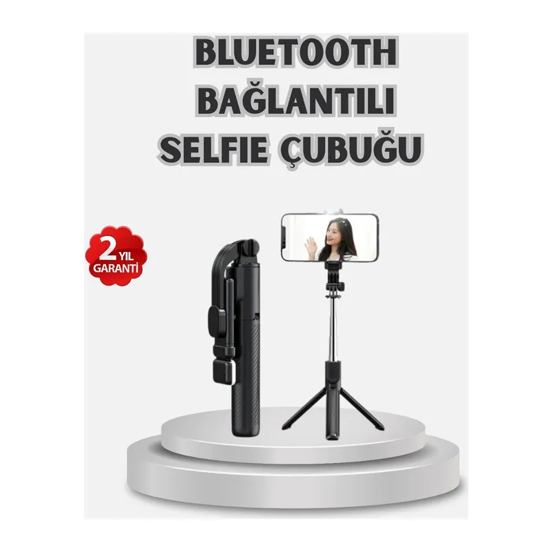 Kablosuz Bluetooth Selfie Çubuğu – 360° Dönebilir Başlık, Taşınabilir ve Şık Tasarım