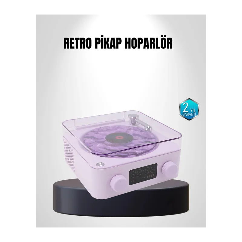 Bluetooth Retro Pikap Hoparlör 360 Derece Ses Projektörlü Gece Lambası Çok Fonksiyonlu