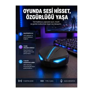 Tam Kablosuz Kulaklığı 5.0 Bluetooth LED Kontrollü Yeni Nesil