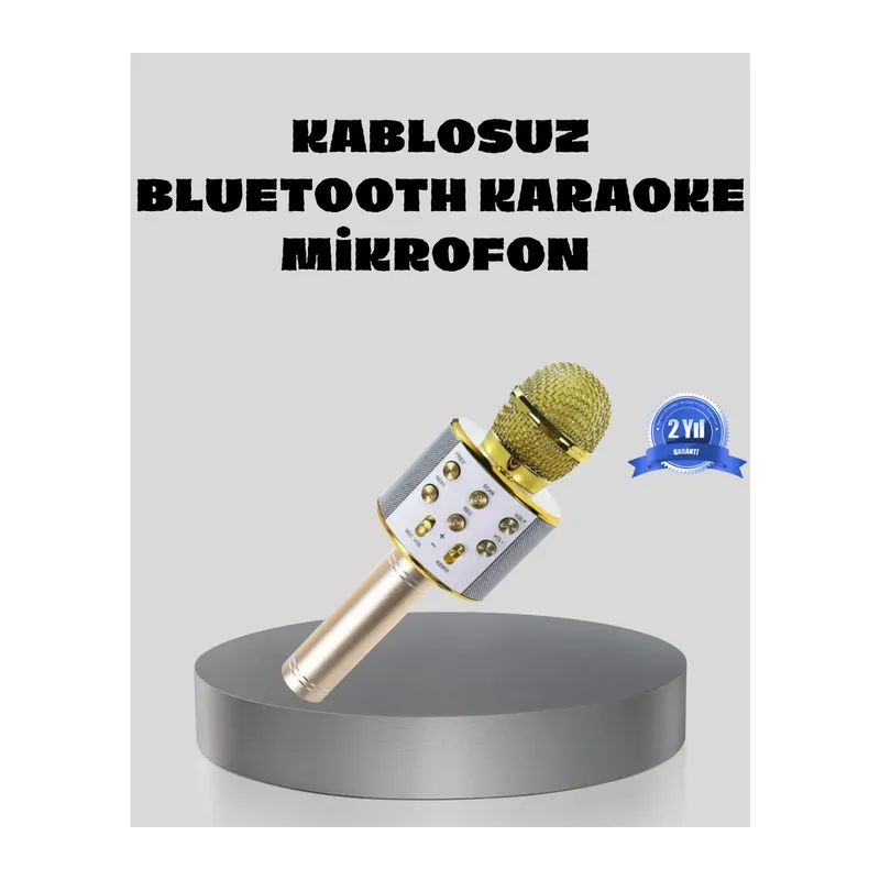 Bluetooth Karaoke Mikrofon Şarjlı Uzun Pil Ömürlü Çok Fonksiyonlu
