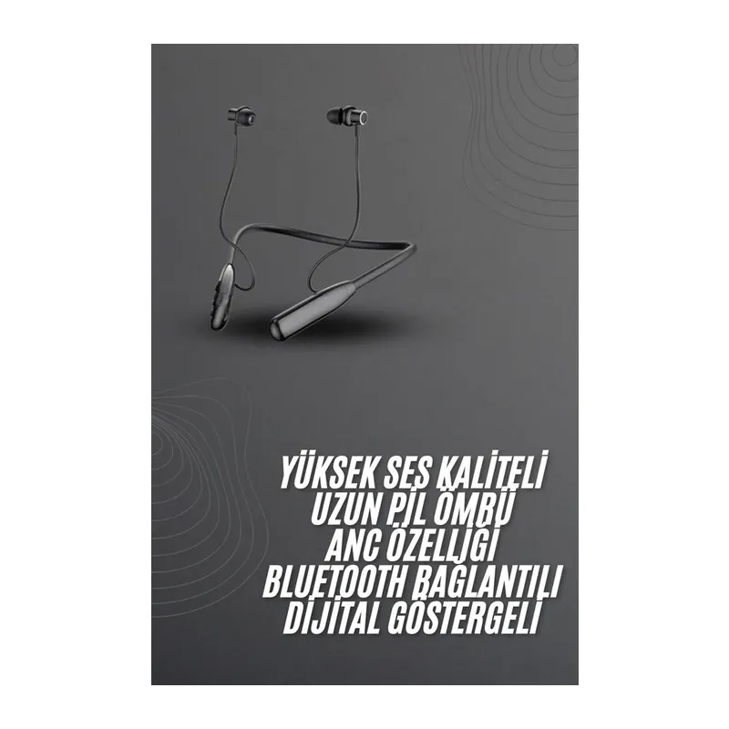 100 Saat Bluetooth Kulaklık Dijital Göstergeli ANC Özelliği Kablolu