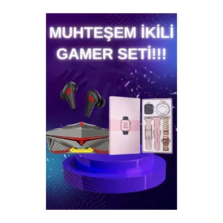 Yeni Nesil Pembe Dokunmatik Ekran Akıllı Saat ve Kulaklığı Kablosuz Bluetooth Kulaklık