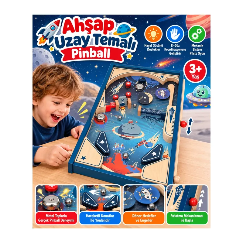 Ahşap Uzay Temalı Pinball