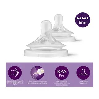 Doğal Tepkili Natural Response 2'Li Biberon Emziği No:5 6+ Ay