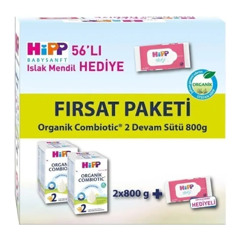 2 Organik Combiotic Bebek Sütü 800 Gr X2 Islak Mendil Hediyeli