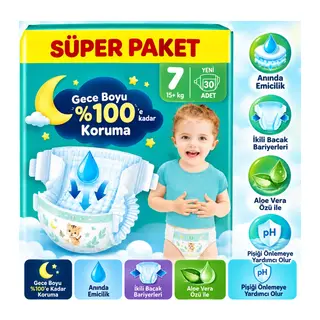 Aktif Bebek Süper Paket Bebek Bezi 7 Beden 30 Adet