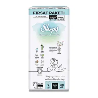 Bio Natural Bebek Bezi Fırsat Paketi 2 Beden 3-6 Kg 48 Adet