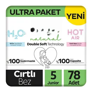 Natural Double Soft Bebek Bezi Ultra Paket 5 Beden 78 Adet