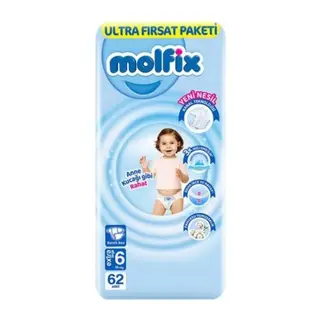 Bebek Bezi Ultra Fırsat Paketi 6 Beden 15+ Kg 62 Adet