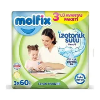 İzotonik Sulu Ferah Temizlik Islak Havlu Mendil 3'Lü 180 Yaprak