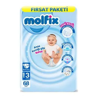 Bebek Bezi Fırsat Paketi 3 Beden 4-9 Kg 68 Adet