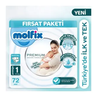 Premium Bebek Bezi Fırsat Paketi 1 Beden 2-5 Kg 72 Adet