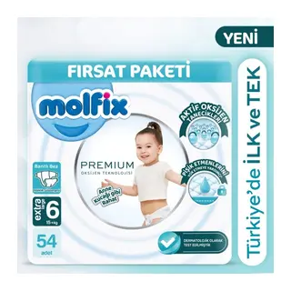 Premium Bebek Bezi Ultra Fırsat Paketi 6 Beden 15+ Kg 54 Adet