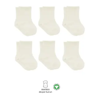 6'Lı Basic Penye Soket Çorap 10101 Ekru