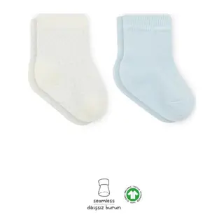 Puan Derby Penye Soket Çorap 2'Li BS10103 Mavi Ekru