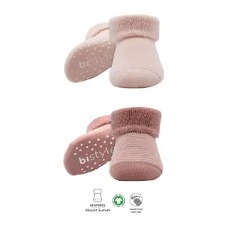 2'Li Çemberli Kaymaz Havlu Soket Çorap 10503 Pudra Pembe