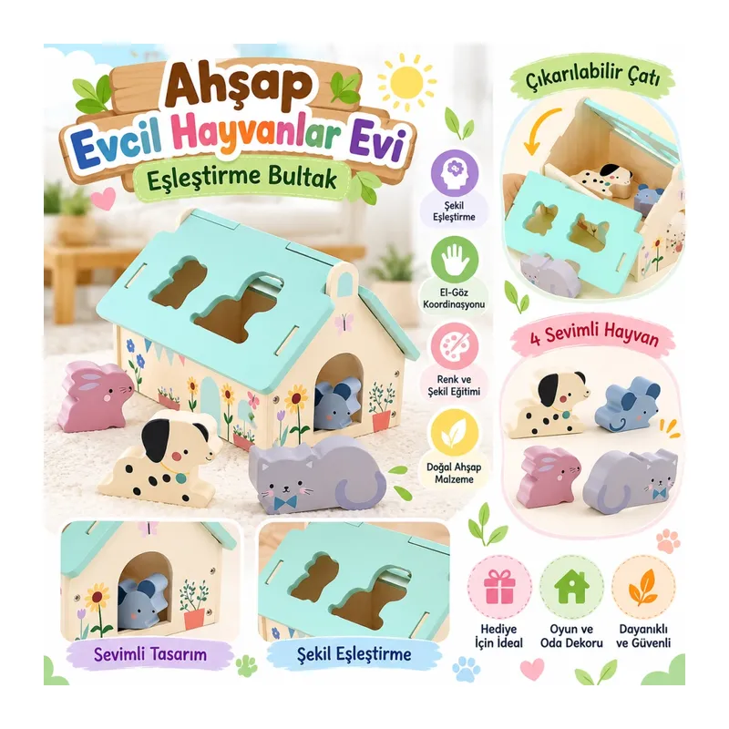 Ahşap Evcil Hayvanlar Evi Eşleştirme Bultak