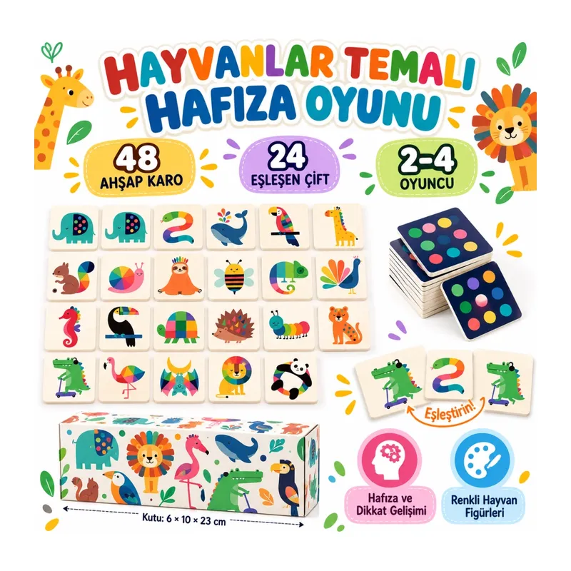Hayvanlar Temalı Hafıza Eşleştirme Oyunu