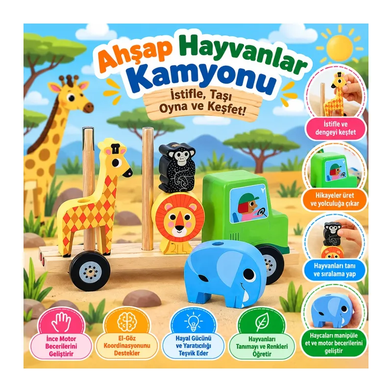Ahşap Hayvanlar Kamyonu