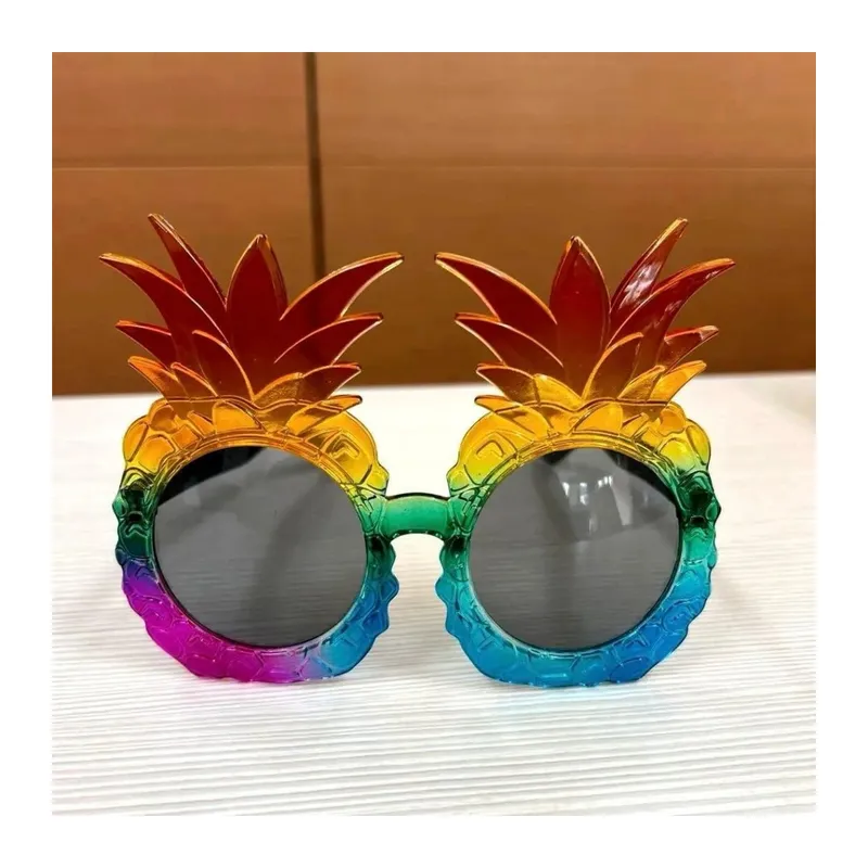 Tropikal Ananas Tasarımlı Renkli Hawaii Parti Gözlüğü
