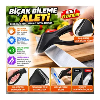Kolay Tutuş Saplı Paslanmaz Çelik Manuel Bıçak Bileme Aleti (adet fiyatıdır)