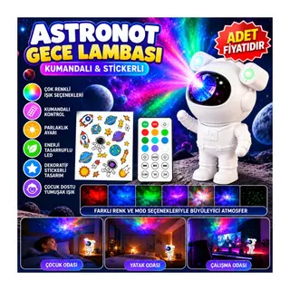 Stickerlı,Kumandalı ASTRONOT Model Gece Lambası