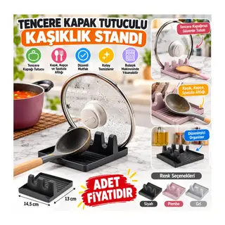 Tencere Kapak Tutuculu Kaşıklıklı Tencere Kapak Standı Pratik Kaşık Kepçe Altlık Düzenleyici -(adet fiyatıdır) Stokta Olan Renk Gönderilir