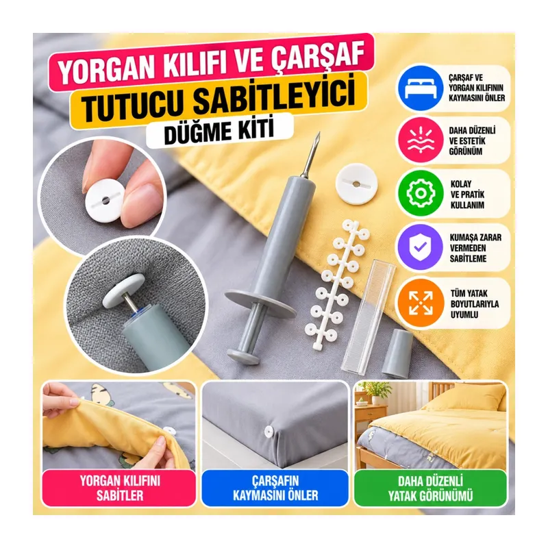 Yorgan Kılıfı Ve Çarşaf Tutucu Sabitleyici Düğme Kiti