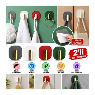 2li Yapışkanlı Retro Askılık Dolap Kapak Kulpu Gri