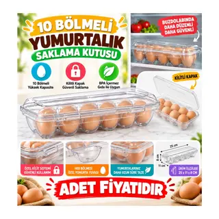 10 Bölmeli Kilitli Kapaklı Yumurtalık Saklama Kutusu YU110 (adet fiyatıdır)
