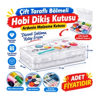 Çift Taraflı Bölmeli Hobi Dikiş Kutusu Ardunio Malzeme Kutusu(adet fiyatıdır)