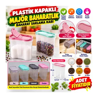 Plastik Kapaklı Majör Baharatlık Baharat Saklama Kutusu Kabı (adet fiyatıdır)