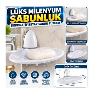 Lüks Milenyum Sabunluk Dekoratif Beyaz Sabun Tutucu Stand