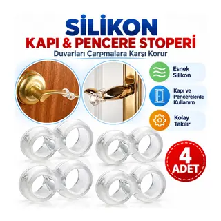 Silikon Kapı & Pencere Vurma Önleyici Stoper Kapı Tamponu 4 Adet