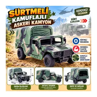 Sürtmeli Kamuflajlı Askeri Kamyon