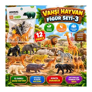 Poşette 12 li Vahşi Hayvan Figür Seti-10