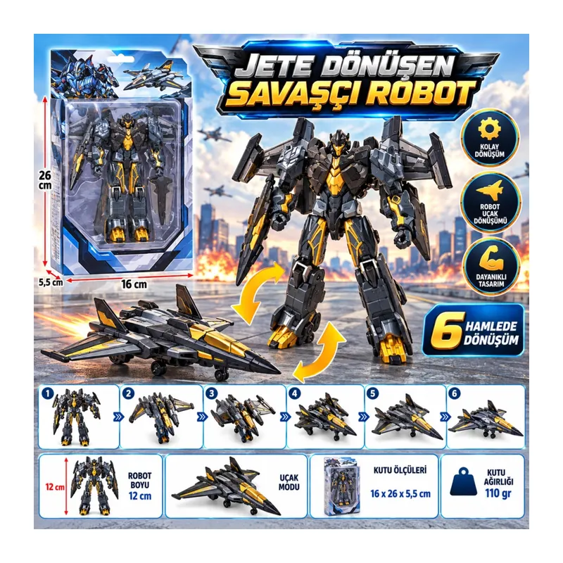 Jete Dönüşen Savaşçı Robot - 6 hamlede robottan savaş jetine dönüşür