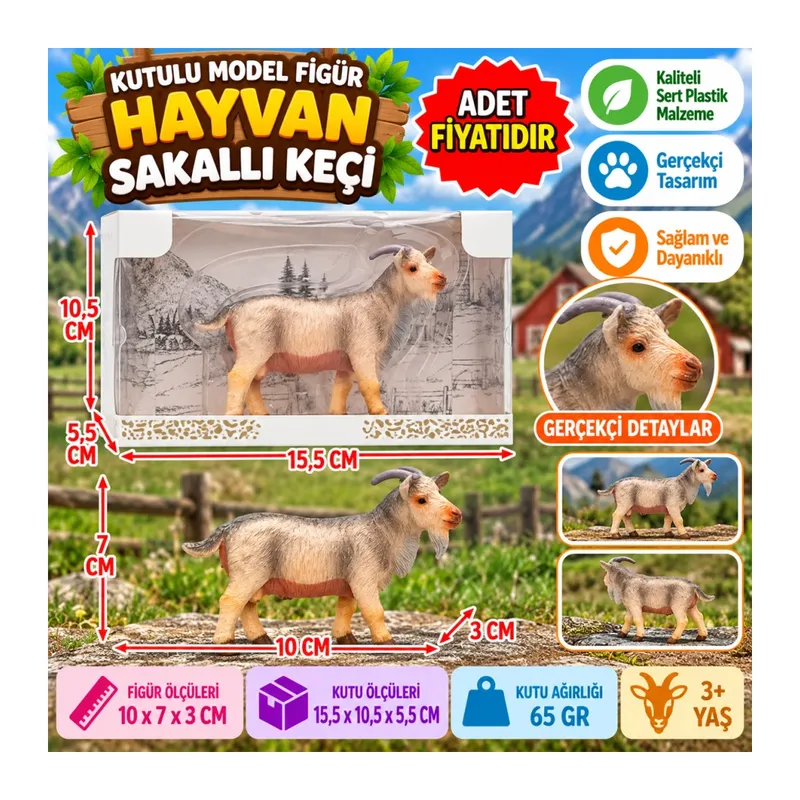 Kutulu Model Figür Hayvan Sakallı Keçi 7 cm (adet fiyatıdır)