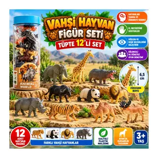 Tüpte 12 li Vahşi Hayvan Figür Seti