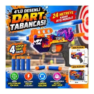 4 lü Desenli Dart Tabancası