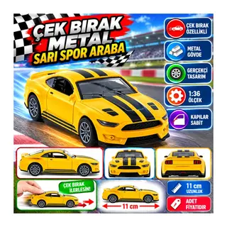 Çek Bırak Metal Sarı Spor Araba