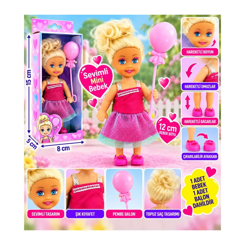 Pembe Balonlu Sarışın Mini Bebek