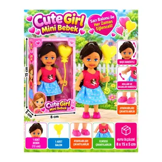Sarı Balonlu Kumral Mini Bebek