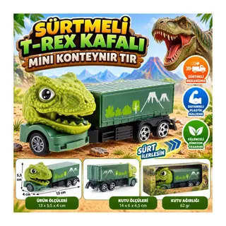 Sürtmeli T-Rex Kafalı Mini Konteynır Tır