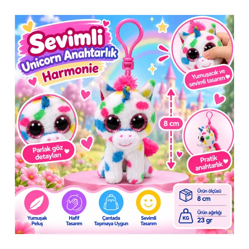 Peluş Unicorn Anahtarlık Harmonie
