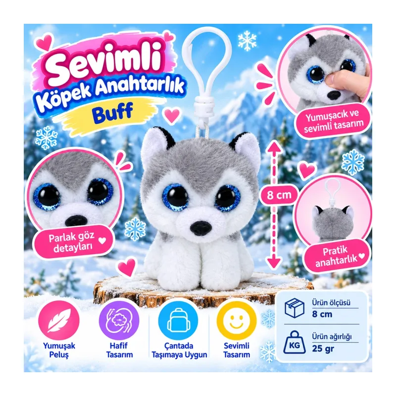 Peluş Köpek Anahtarlık Buff