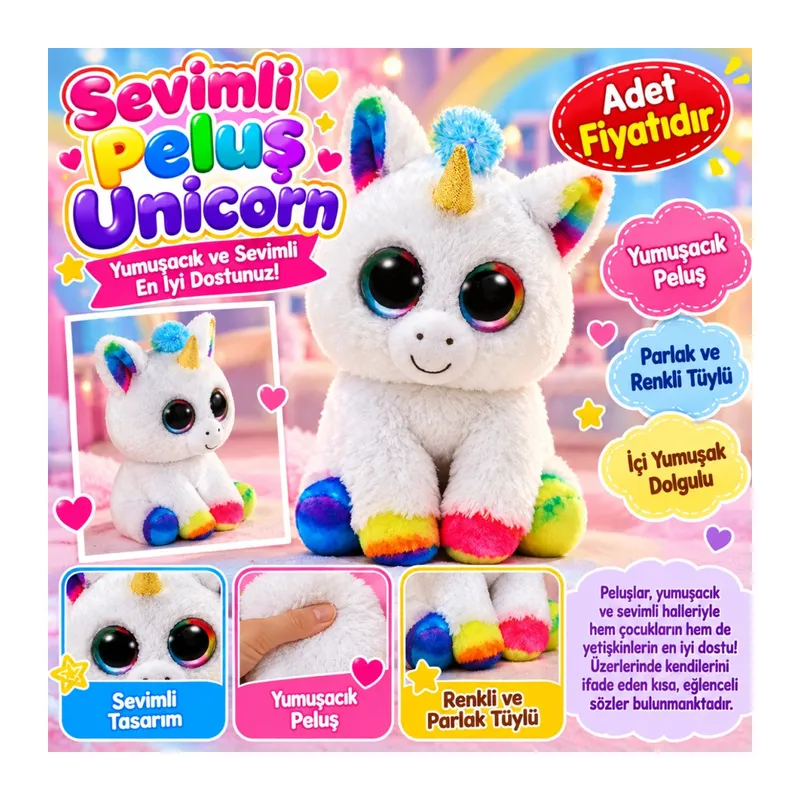 Tek Boynuzlu At Peluş 25 Cm